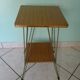 Tablette d'appoint en formica, 2 étagères, métal doré - Années 60