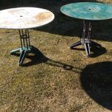 Two metal garden tables make up