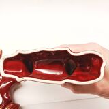 Lot of 2 Art Deco Ceramic Deer in Burgundy and Gold France