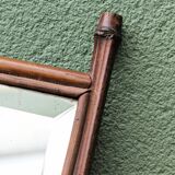 Asymmetrical beveled mirror, bamboo frame