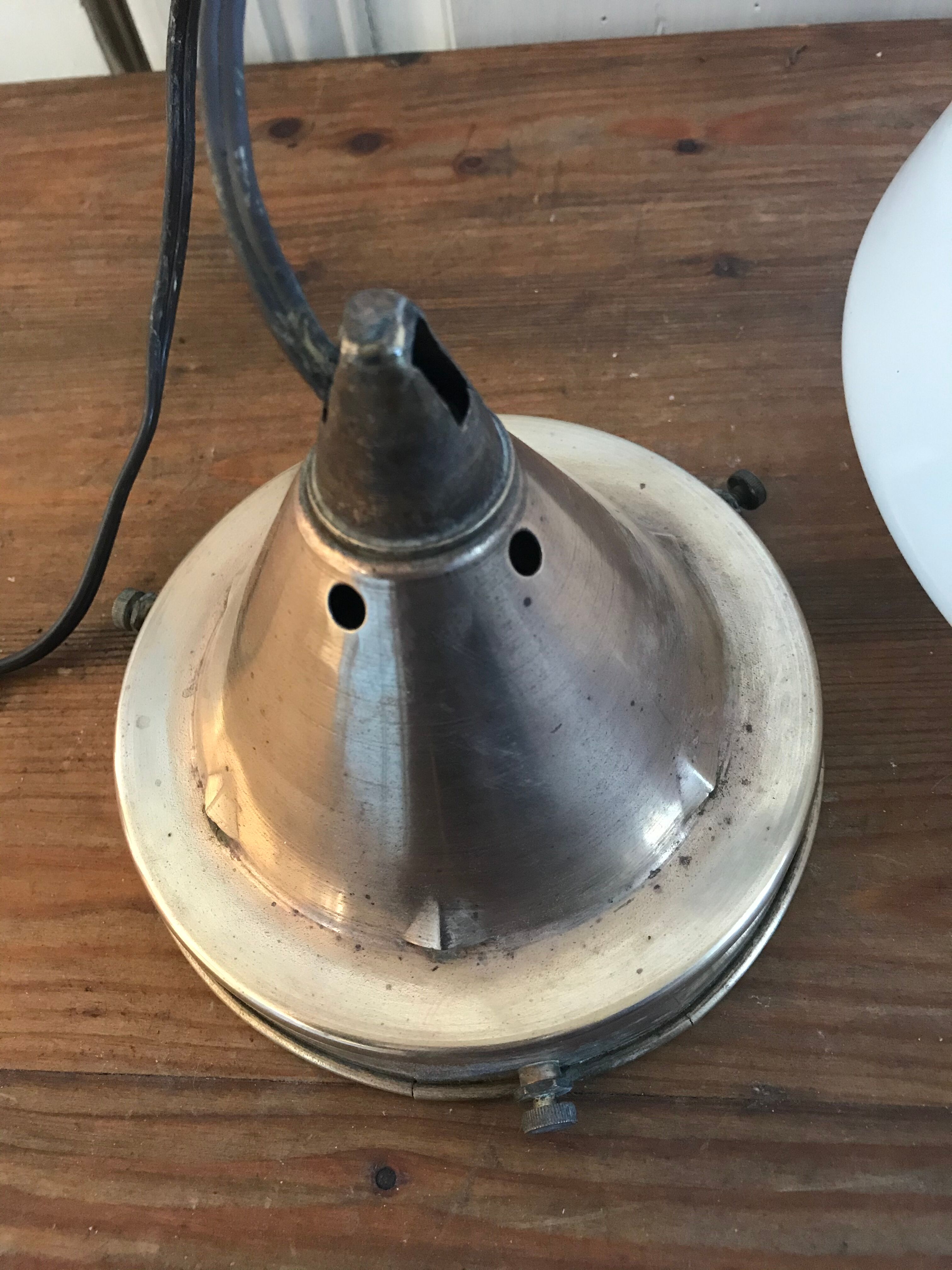 Vintage opaline and brass pendant lamp