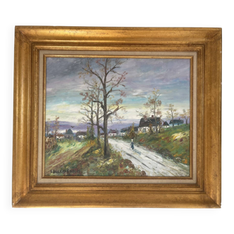Oil Painting Canvas Country Path Landscape Nature Autumn LALLEMA
