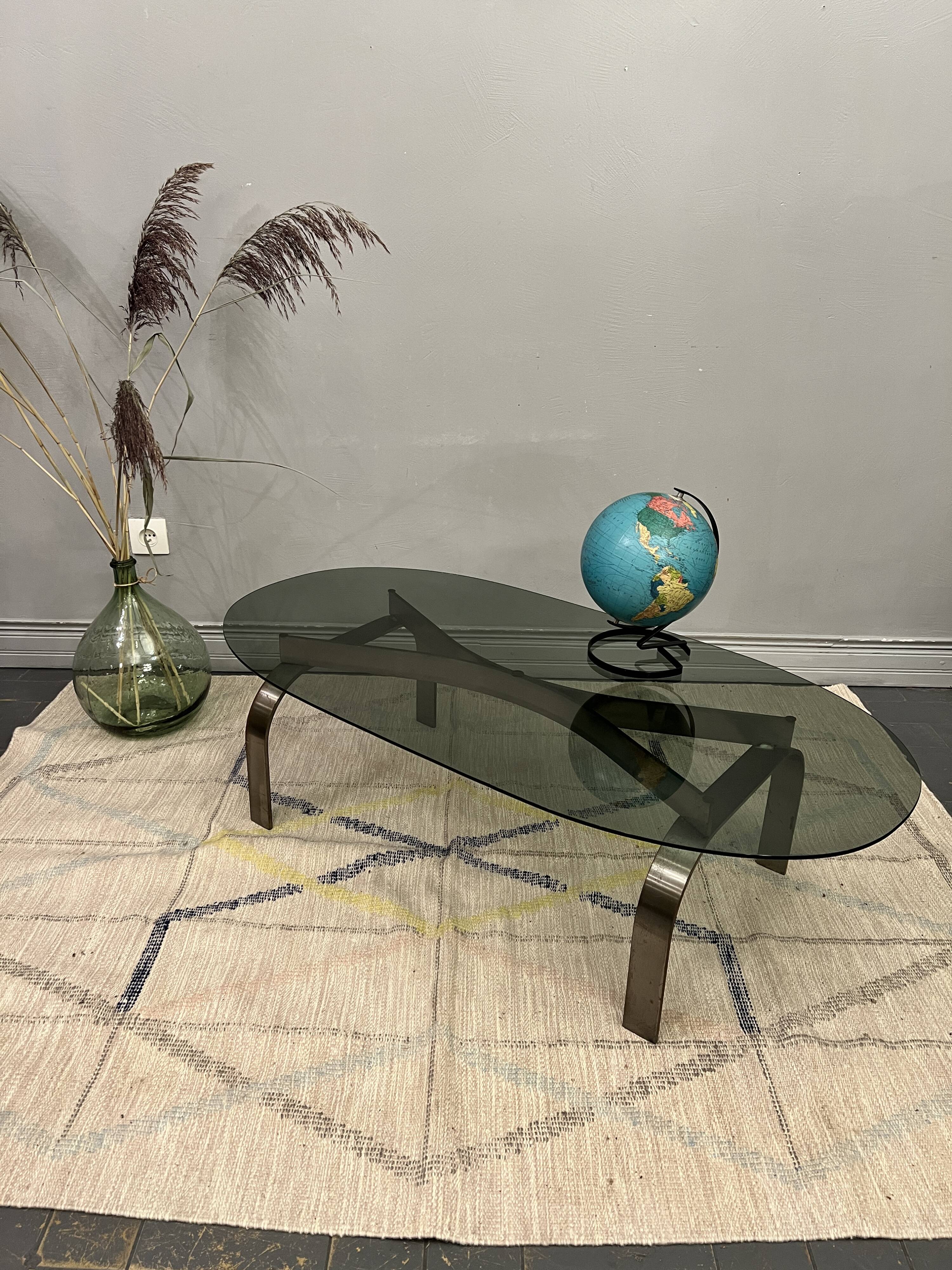 Chromed coffee table and smoked glass
