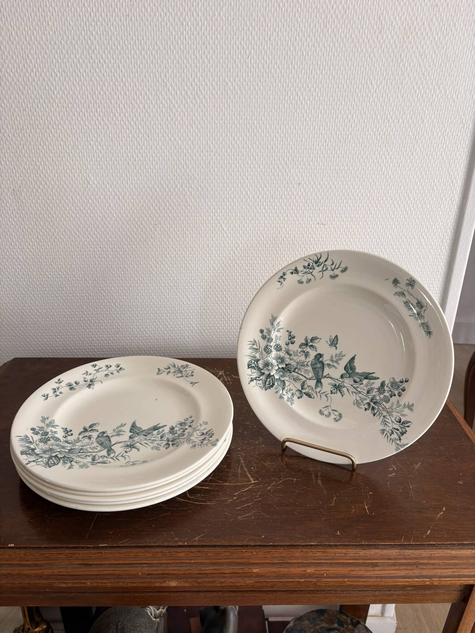 Lot 6 Plate Plates Faience Longwy Model Mignon