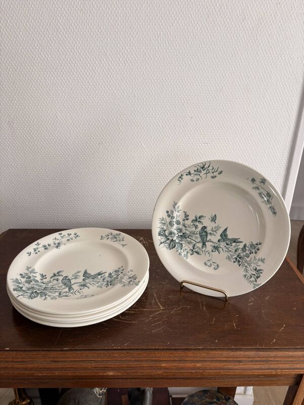 6 assiette plates en faïence Longwy modèle Mignon