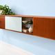 A.R.P. – Wall-mounted furniture in teak and opaline glass, 1950s