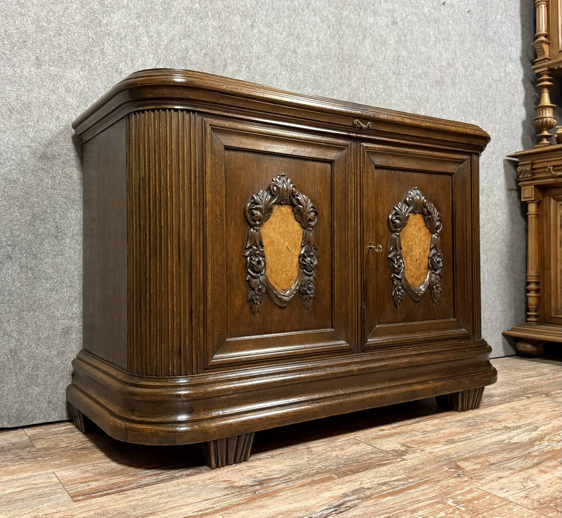 Art Nouveau period sideboard in oak and burl circa 1900