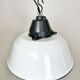 White enamel and cast iron industrial pendant light with glass cover, 1960s