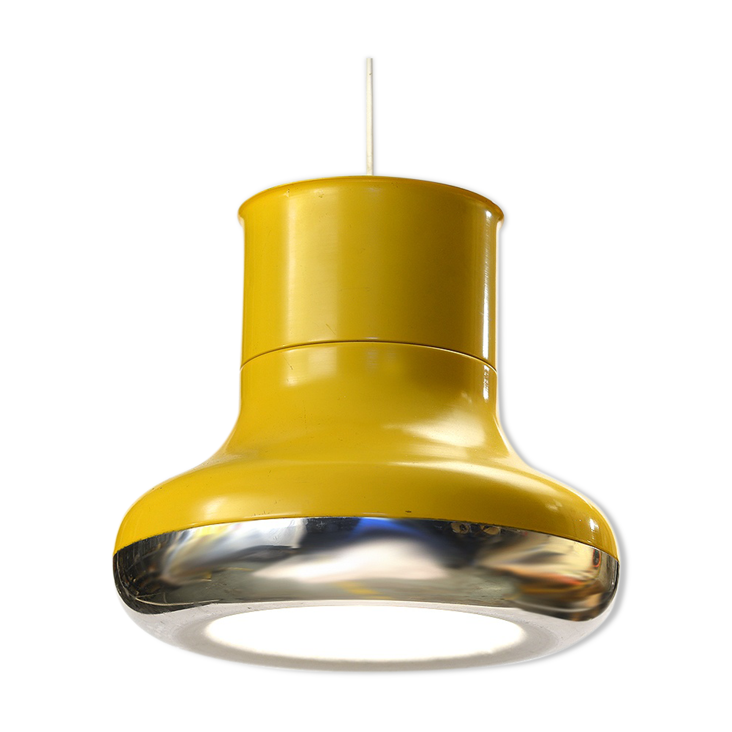 Yellow pendant light "Fluga" by Hemi. Sweden 1970s