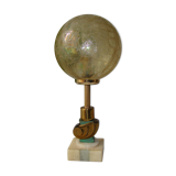 Art Deco nautilus table lamp, marble and golden globe