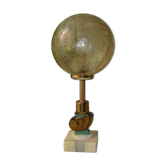 Lampe à poser nautile art déco, marbre et  globe doré