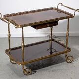 Desserte en acajou et laiton vers 1950