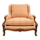 Bergère Coin de Feu – Style Louis XV – Velours & Clous Laiton