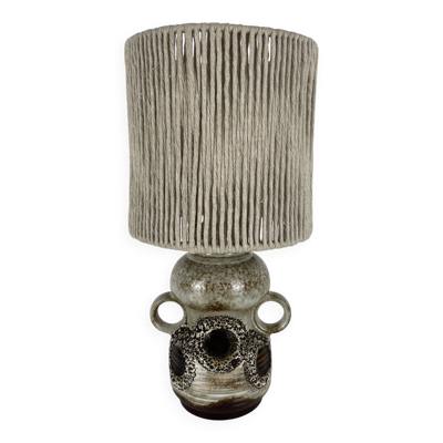 Lampe vintage céramique fat lava et abat-jour en coton