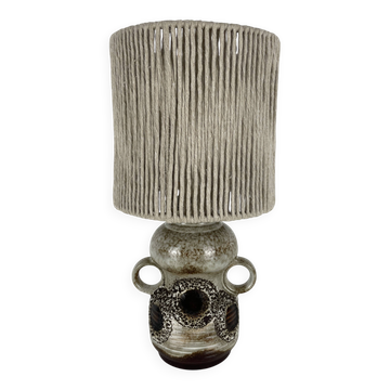 Vintage ceramic fat lava lamp with a cotton shade.