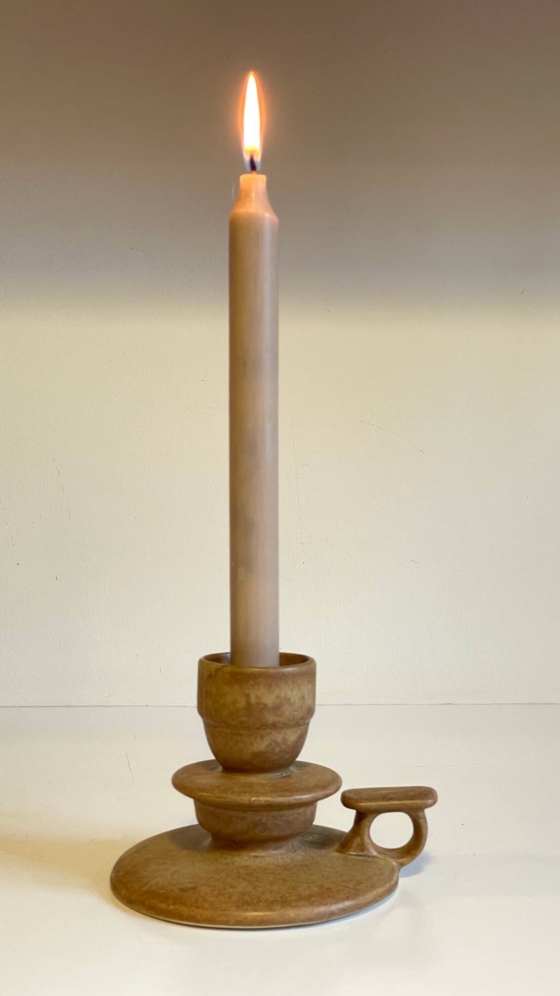 Geometric Hand CANDLE HOLDER Stoneware VINTAGE France