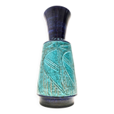 Blue and Teal Ceramic Vase in the style of Bitossi