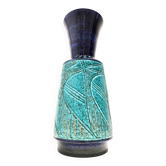 Vase en céramique bleu et turquoise dans le style de Bitossi