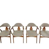 Suite de 4 chaises vintage en corne de vache - Louis van Teeffelen, tissu De Ploeg