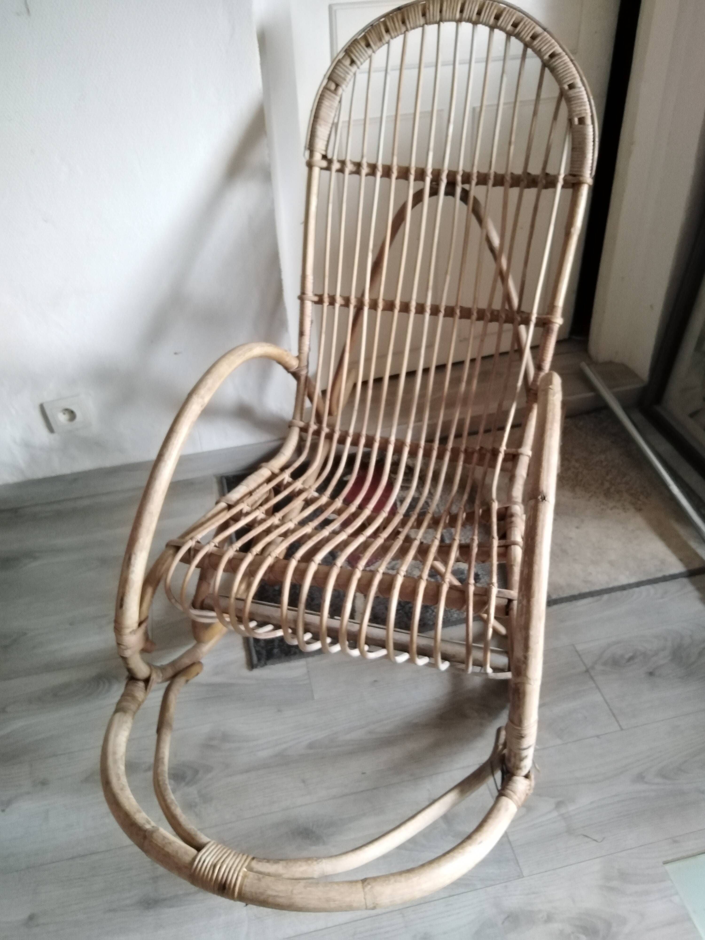 Rattan rocking chair from the 60s by Rohe Noordwolde