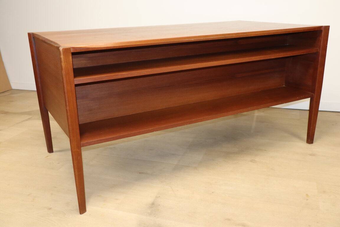 Vintage desk by Wilhelm Renz in double-sided teak, 1960s