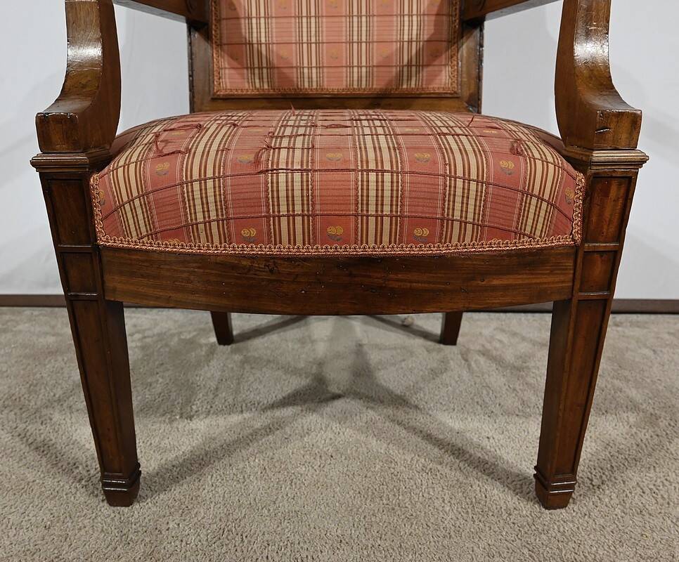 Solid Mahogany Armchair, Directoire Period – Early 19th Century