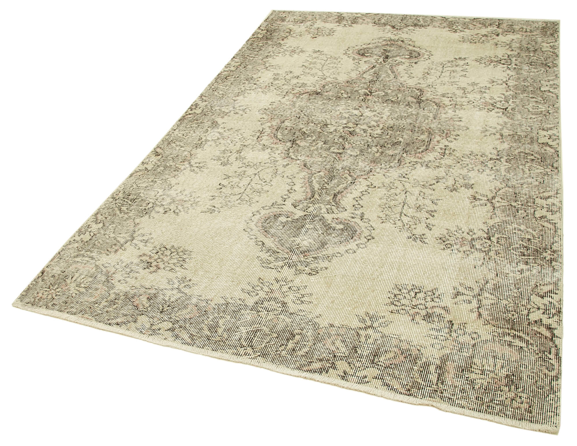 Handmade antique oriental beige rug 156 cm x 253 cm - 38895