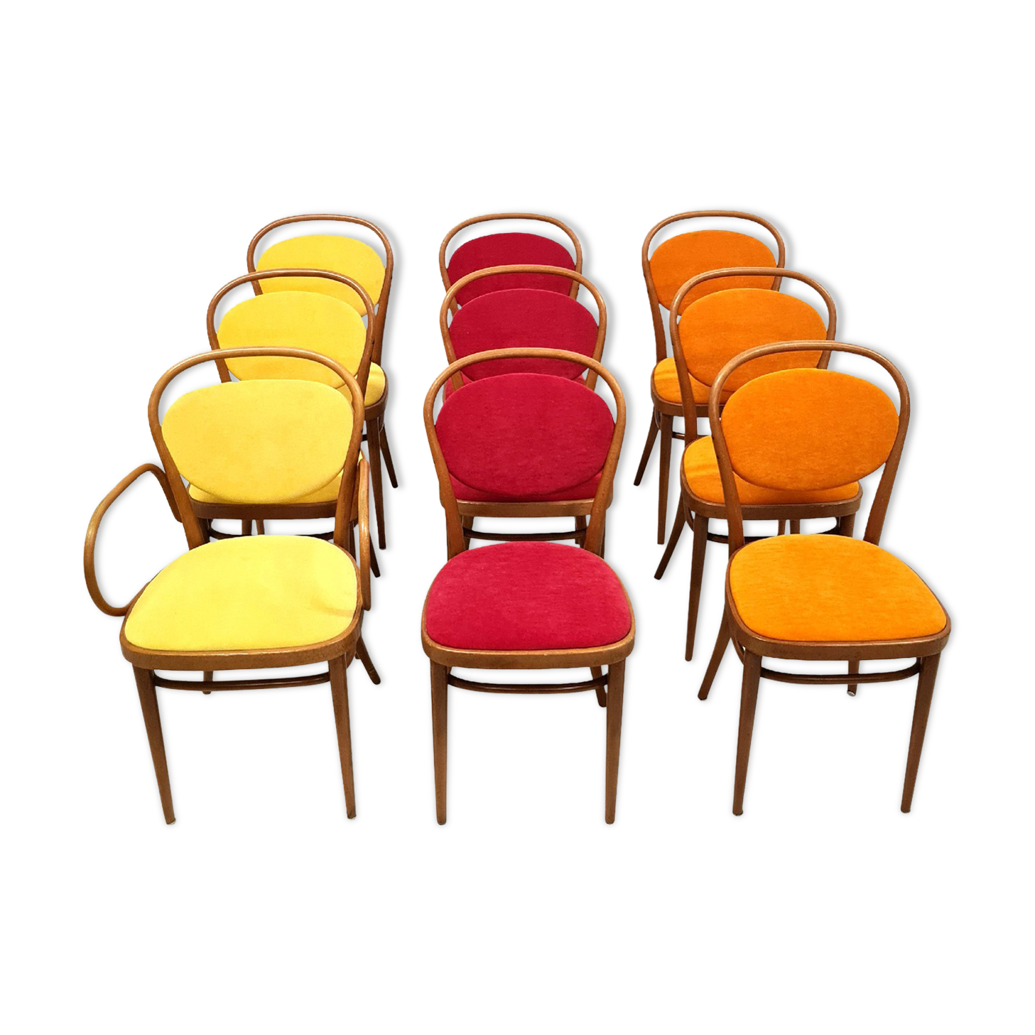 Set of 9 model 215 dining chair  for Thonet, Austria 1980s