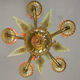 Venetian chandelier in green and red Murano glass, circa 1940.