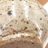 Guy Baudat stoneware ceramic ball lamp, raffia lampshade, 1970s