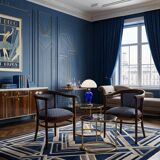 Pair of restored Art Deco style Thonet armchairs in jacquard.