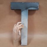sign letter T metal zinc vintage 1950 1960