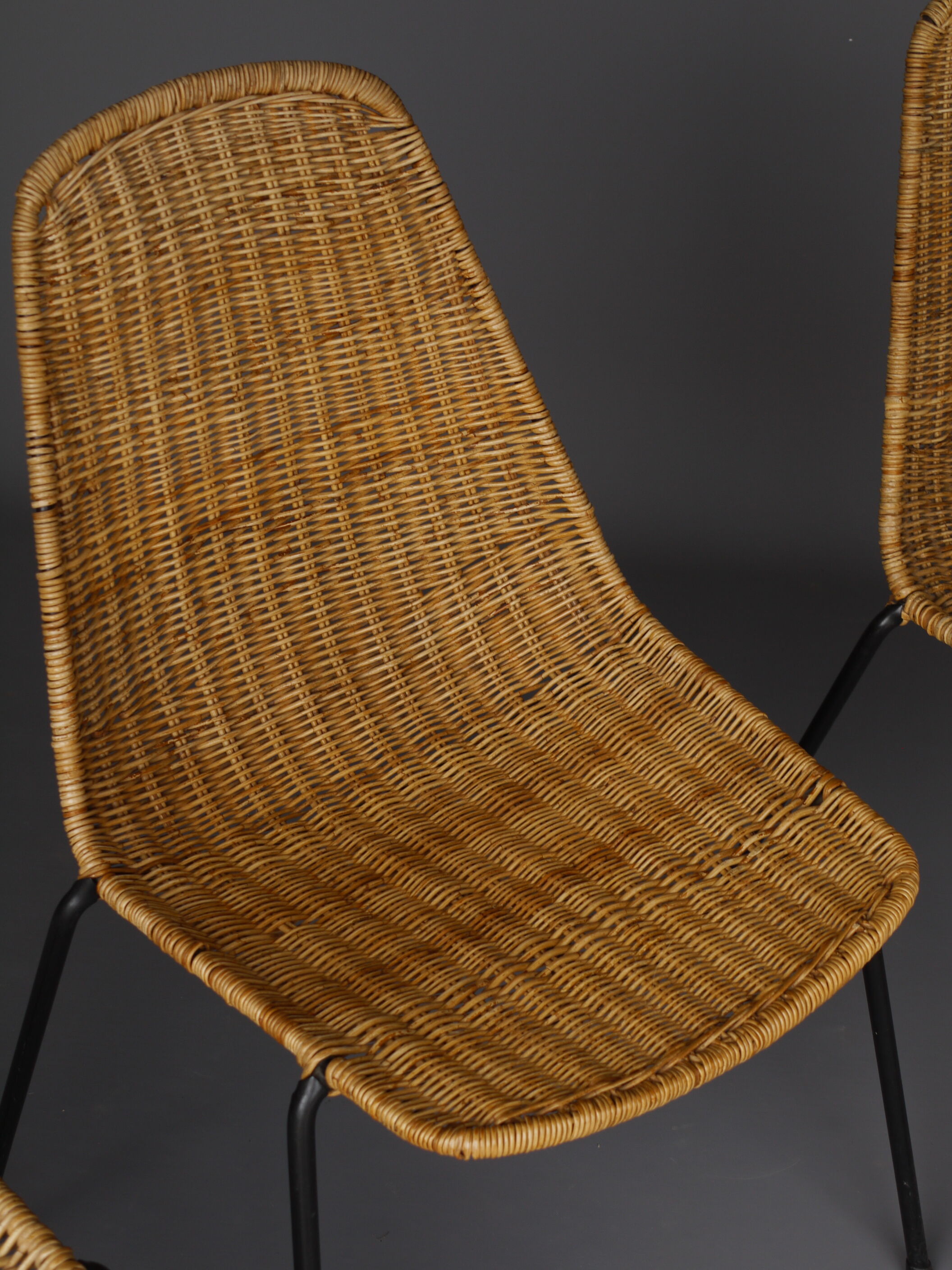 Mid-Century Wicker Chairs by Gian Franco Legler, 1950s. Set of 4