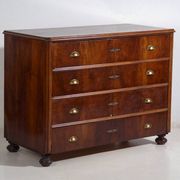 Antique pine chest of drawers with four drawers and brass handles – Central Europe, circa 1900