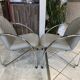 Pair of Souvignet armchairs, grey leather, chrome, 1980.
