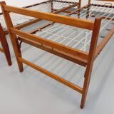 Pair of vintage stackable daybeds in oak wood and metal from the 60s