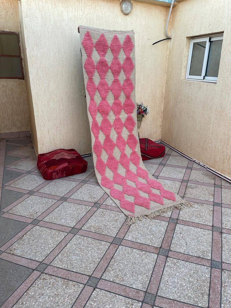 Handmade wool runner rug 400cm x 70cm