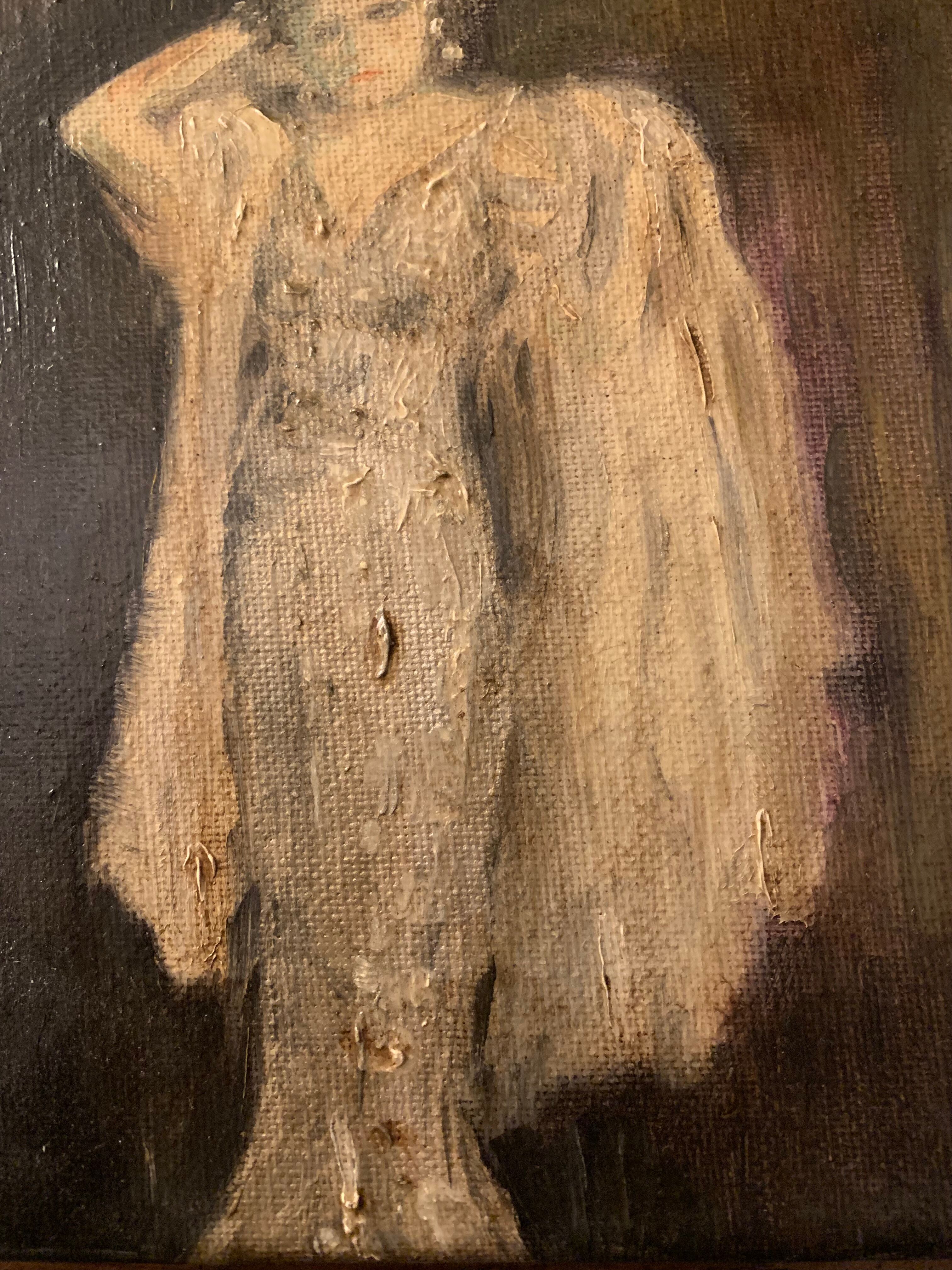 Oil on canvas signed female portrait the belle époque