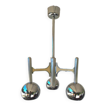 Fonderal Space Age Chandelier – Mid-Century Modern Chrome, Stamped “Fondera