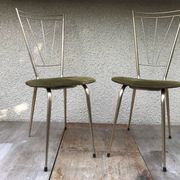 Pair of golden metal old chairs