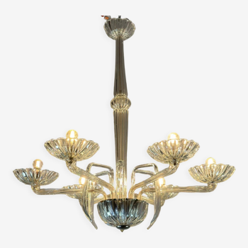 Venetian chandelier in transparent Murano glass circa 1950