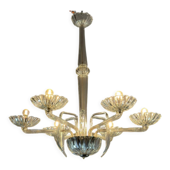 Venetian chandelier in transparent Murano glass circa 1950