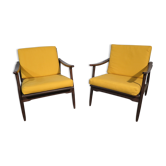 Paire de fauteuils vintage jaunes