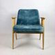 Light blue macau velvet 366 lounge chair by Józef Chierowski, 1970s