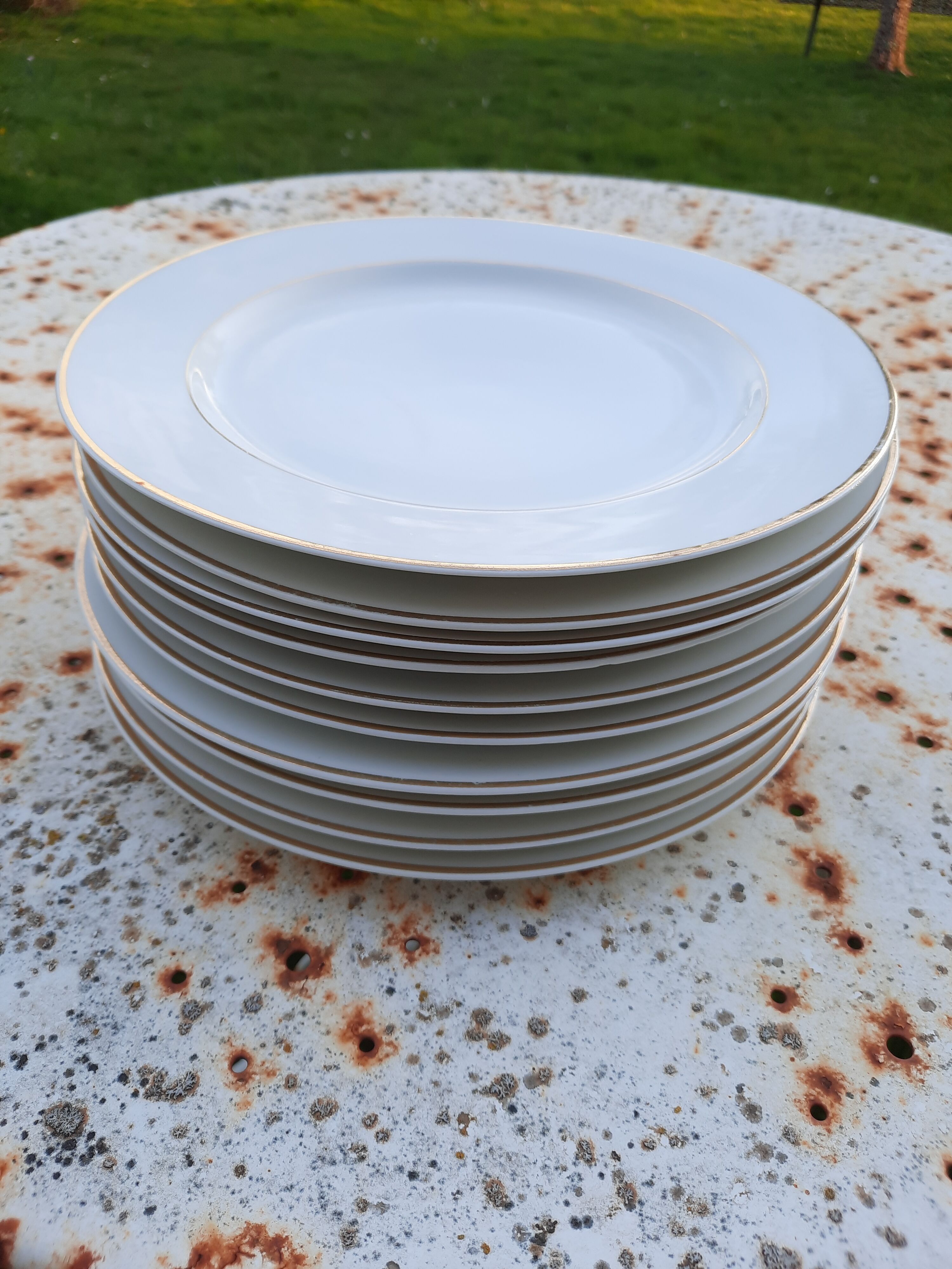 10 white flat plates Limoges