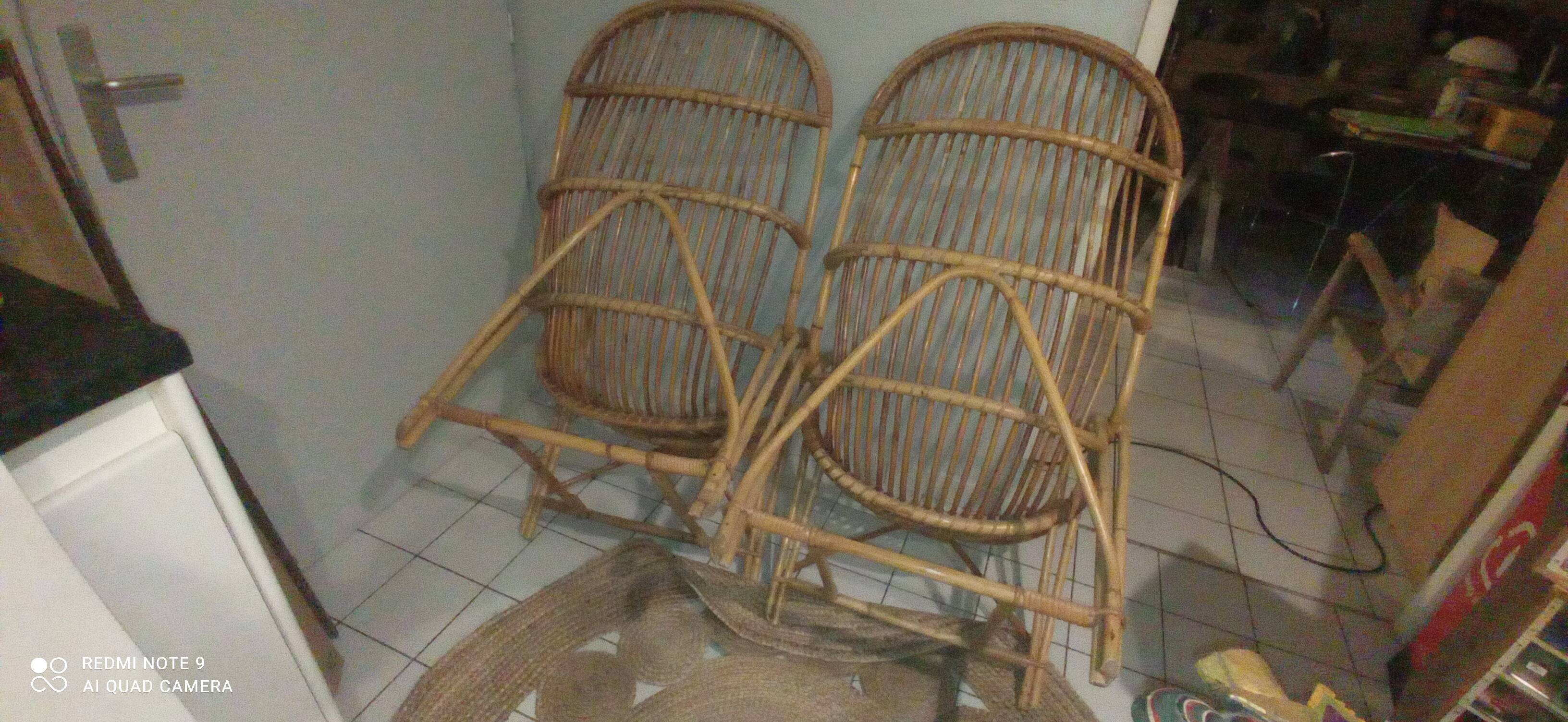 Pair of vintage rattan/wicker armchairs from the 70s