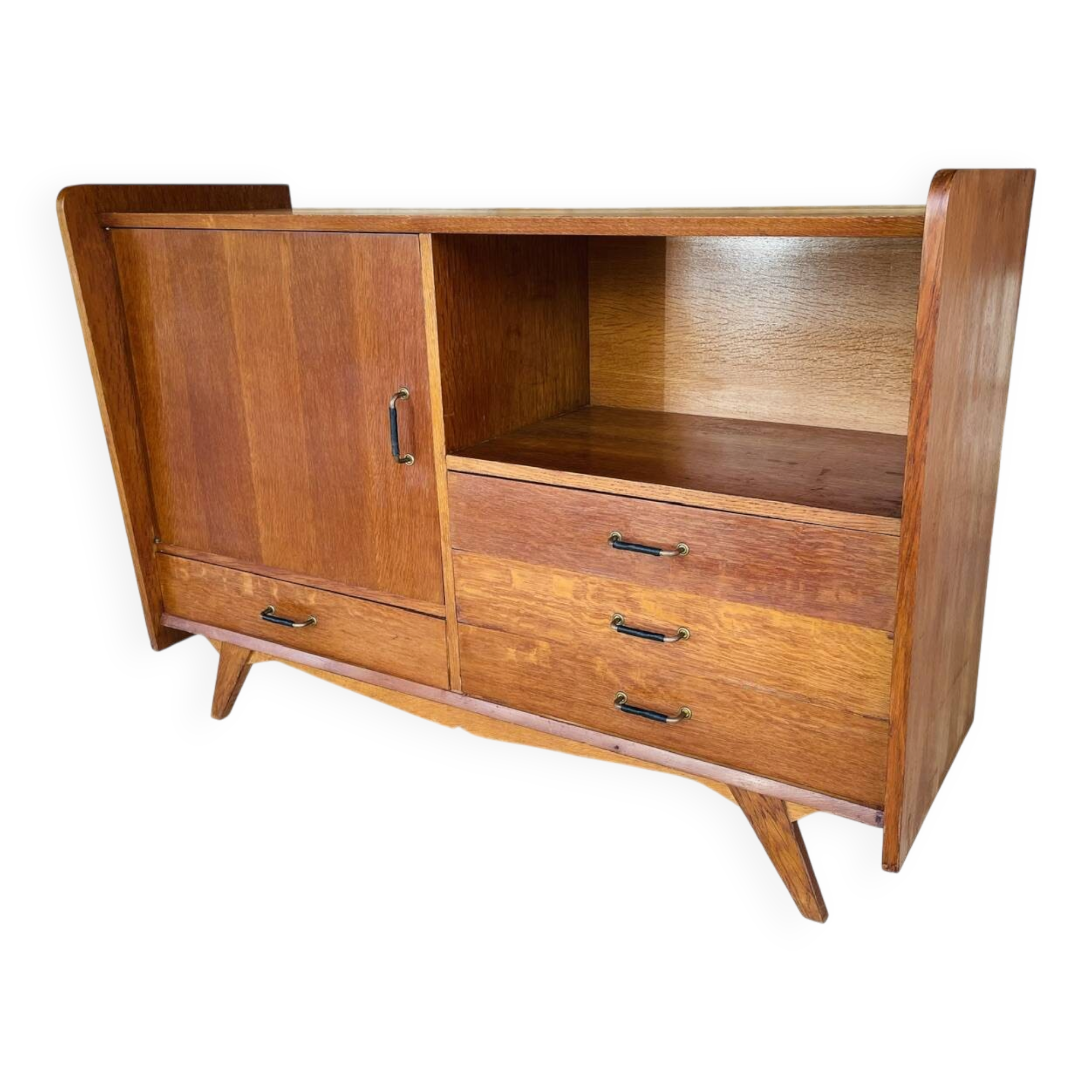 Oak storage unit, splayed legs circa 1950s