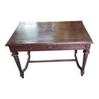 19th century oak desk table with 2 drawers