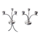 Pair of art deco stainless steel 3-flame candlesticks, Spain, 1970