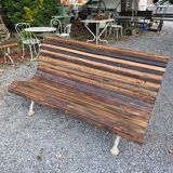 Cast iron and oak slatted garden bench